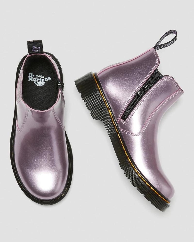 Kids' Dr Martens Junior 2976 Metallic Chelsea Boots Pink | AU 668XYU